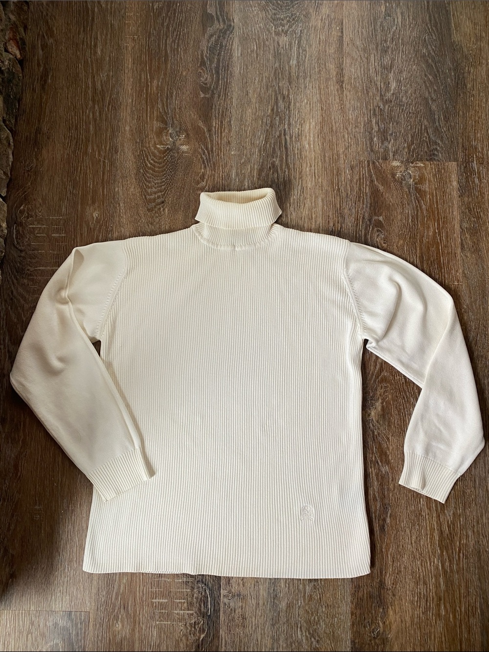 Tommy Hilfiger Men's Large 100% cotton Cream Ribbed Turtleneck Sweater